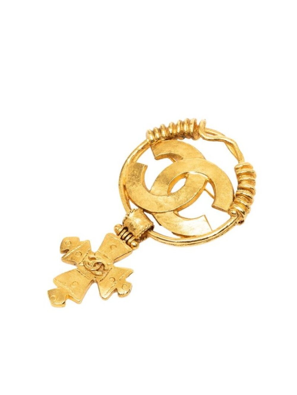 Chanel Vintage CC Logo Brooch Gold Plated